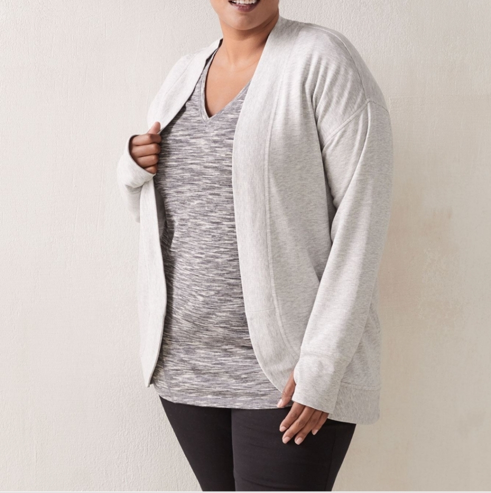 Penningtons Activezone Gray Open Front Cardigan Sweatshirt Loungewear Comfy 2X